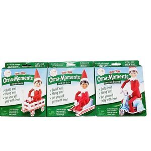 Elf on the Shelf Elves at Play OrnaMoments Christmas Scooter Wagon Sled Lot of 3